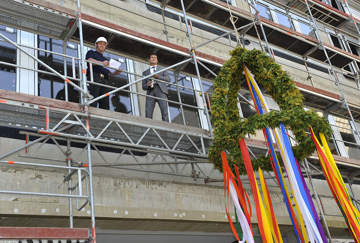 Richtfest am RKK: Polier Henning Blume, Dr. Walter Klingelhöfer